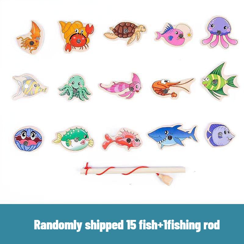 Wooden Magnetic Fishing Toy Set for Cognitive Development