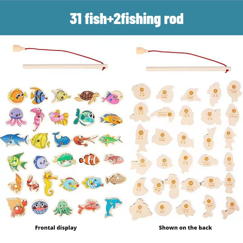 Wooden Magnetic Fishing Toy Set for Cognitive Development