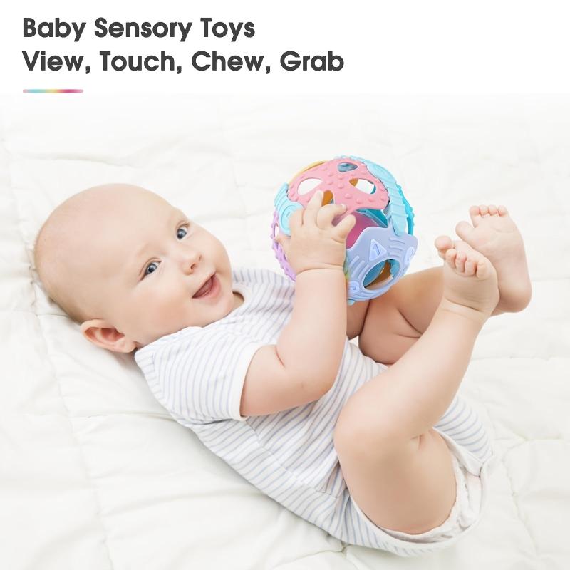 Baby Rattle Ball Montessori Teething Travel Toy for Infants Toddlers