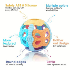 Baby Rattle Ball Montessori Teething Travel Toy for Infants Toddlers