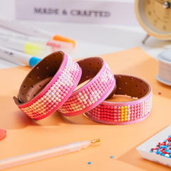 3Pcs DIY Handicraft Bracelet Pink Diamond Painting Art Kit