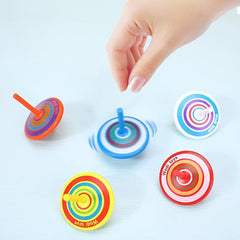 Multicolor Painted Wood Spinning Tops Wooden Toys Educational Toys