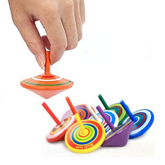 Multicolor Painted Wood Spinning Tops Wooden Toys Educational Toys