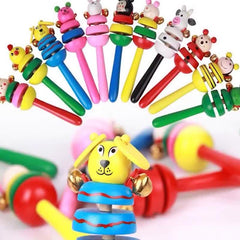 Wooden Animal Rattle Baby Hand Rattle Parent-child Interactive Toy