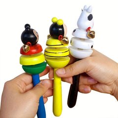 Wooden Animal Rattle Baby Hand Rattle Parent-child Interactive Toy