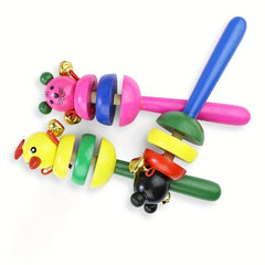 Wooden Animal Rattle Baby Hand Rattle Parent-child Interactive Toy