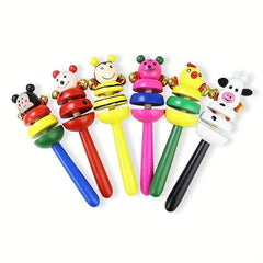 Wooden Animal Rattle Baby Hand Rattle Parent-child Interactive Toy