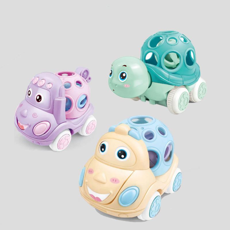 Pink Toy Car for Baby Girls Push and Go Trucks Rattle Soft Rattle and Roll