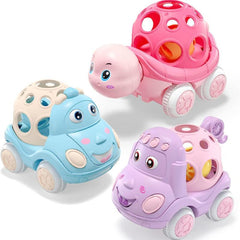 Pink Toy Car for Baby Girls Push and Go Trucks Rattle Soft Rattle and Roll