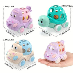 Pink Toy Car for Baby Girls Push and Go Trucks Rattle Soft Rattle and Roll
