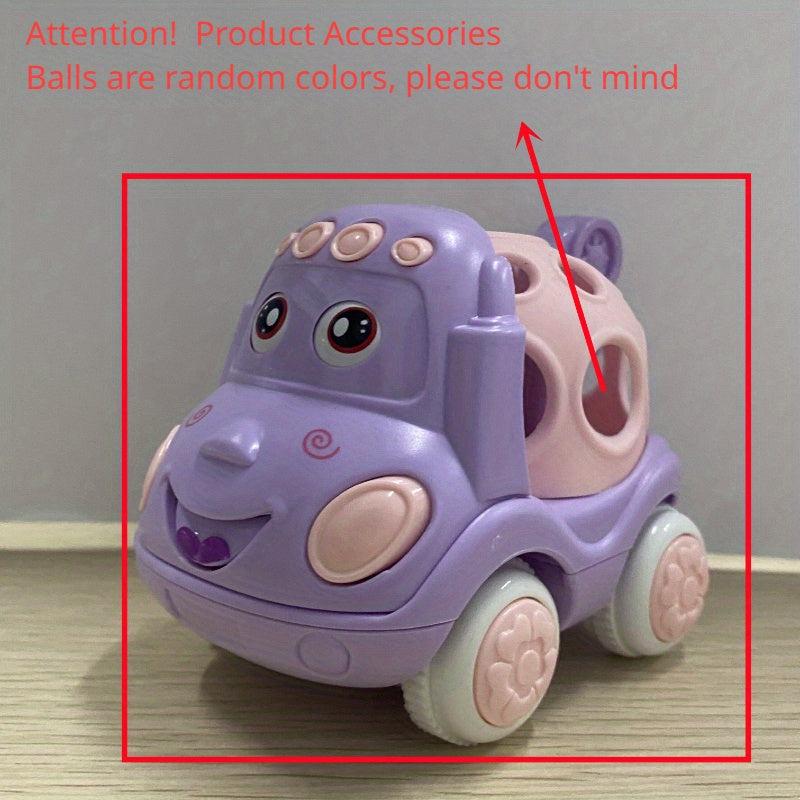 Pink Toy Car for Baby Girls Push and Go Trucks Rattle Soft Rattle and Roll
