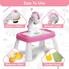 Magical Unicorn Projection Painting Table Erasable Doodle Board