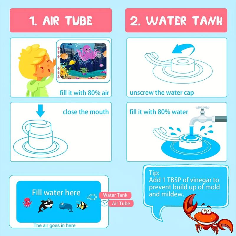 Tummy Time Water Mat With Mirror Inflatable Gift Toy