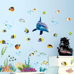 Waterproof Dolphin Fish Wall Sticker for Bathroom & Kitchen Decor