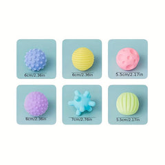 6pcs Sensory Toys Massage Ball Set Soft Rubber Hand Holding Ball