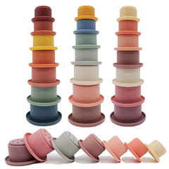 Montessori Educational Toys Baby Silicone Hourglass Stacking Cup