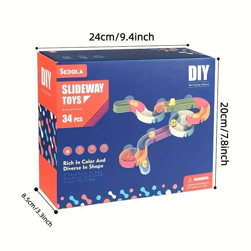 34pcs Kids Bath Water Play Toys Track Ball Sliding Fun Game Boys Girls Gift