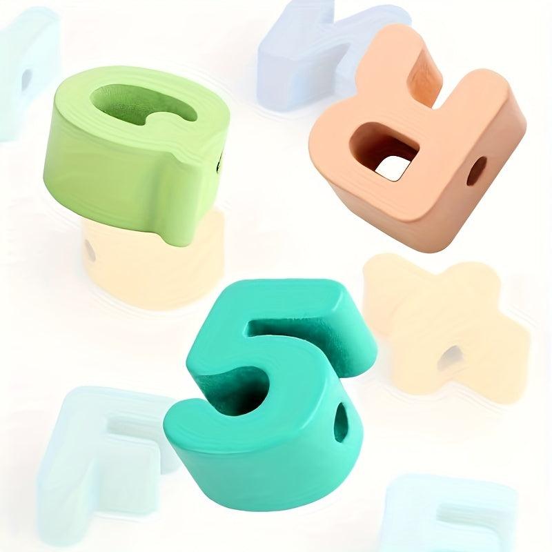 Large Particle Wooden Beaded Toy Threading Rope Building Blocks
