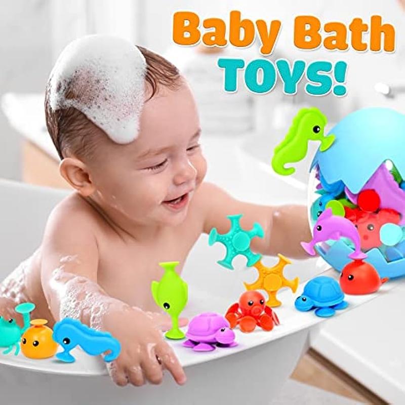 16 Pcs Kids Bath Toys Silicone Cup Dinosaur Sensory Travel Toys Gift