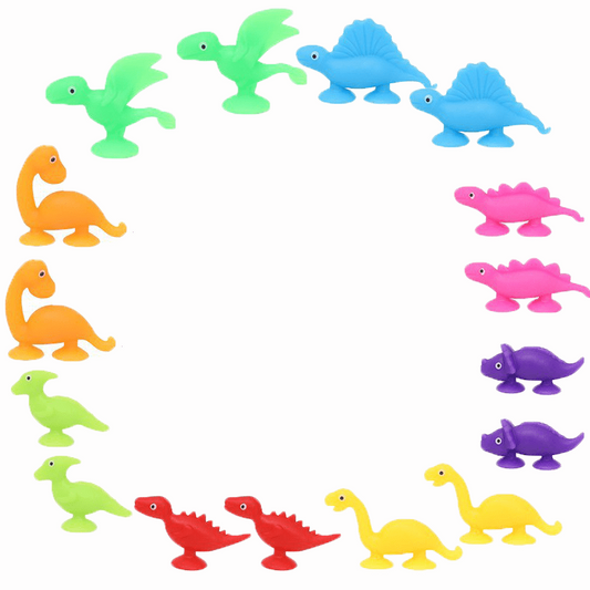 16 Pcs Kids Bath Toys Silicone Cup Dinosaur Sensory Travel Toys Gift