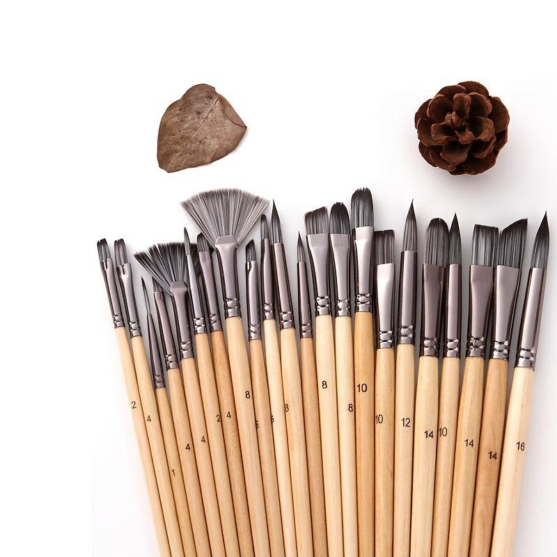 24pcs Nylon Hair Painting Pen Set Silver Gray Rod Pen Curtain Painting Pen