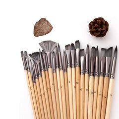 24pcs Nylon Hair Painting Pen Set Silver Gray Rod Pen Curtain Painting Pen