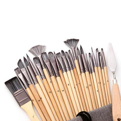 24pcs Nylon Hair Painting Pen Set Silver Gray Rod Pen Curtain Painting Pen