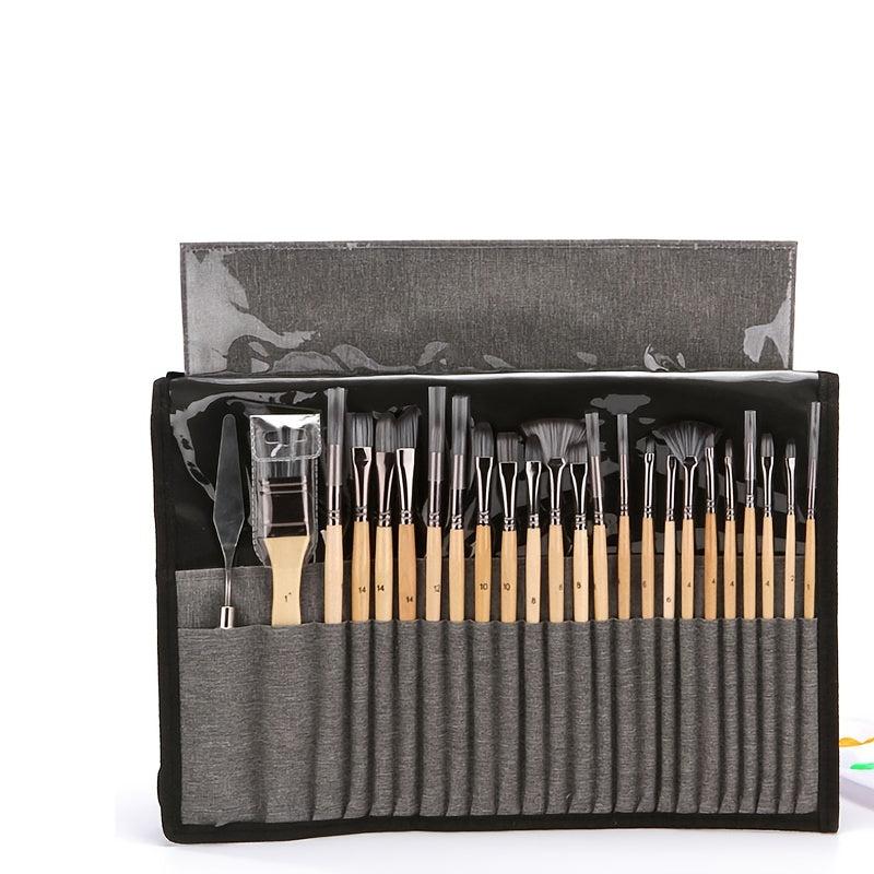 24pcs Nylon Hair Painting Pen Set Silver Gray Rod Pen Curtain Painting Pen