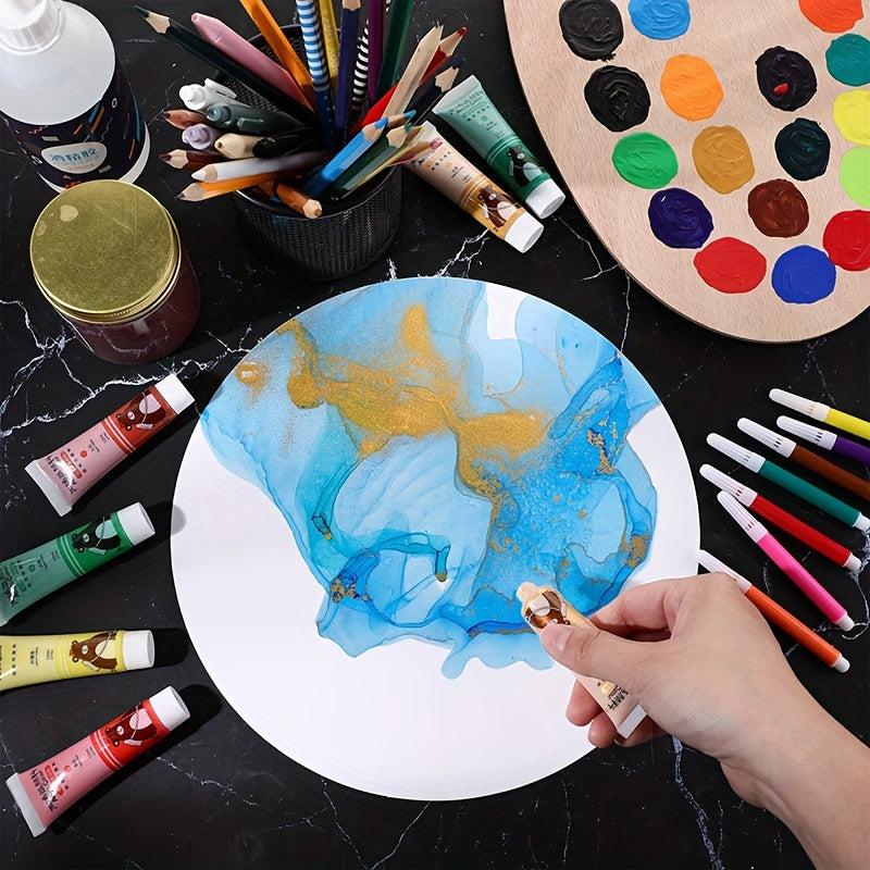 50pcs Cold Pressed Watercolor Paper 25.4cm Round for Wet & Dry Media