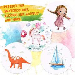50pcs Cold Pressed Watercolor Paper 25.4cm Round for Wet & Dry Media