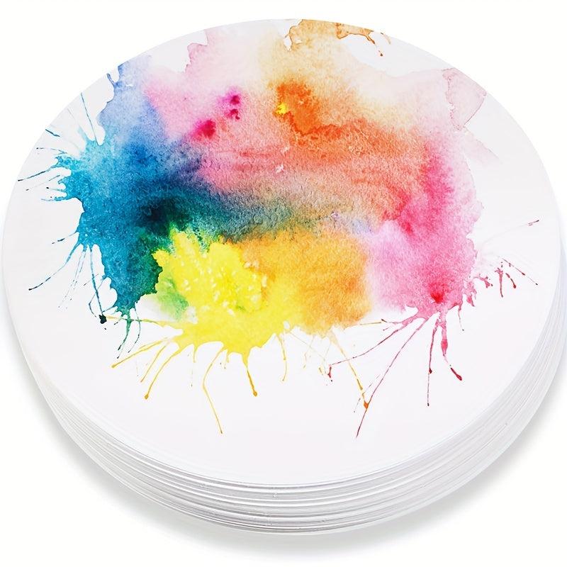 50pcs Cold Pressed Watercolor Paper 25.4cm Round for Wet & Dry Media