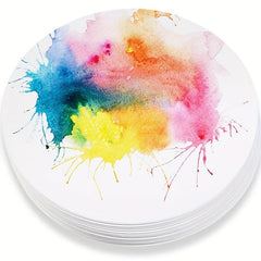 50pcs Cold Pressed Watercolor Paper 25.4cm Round for Wet & Dry Media