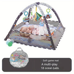18 Piece Baby Activity Gym Set With Fence Gym Ball Pit Crawling Mat