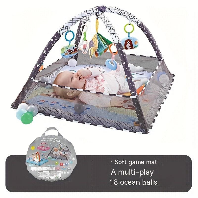 18 Piece Baby Activity Gym Set With Fence Gym Ball Pit Crawling Mat