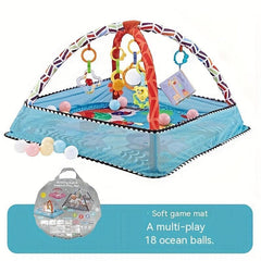 18 Piece Baby Activity Gym Set With Fence Gym Ball Pit Crawling Mat