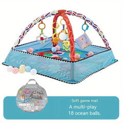 18 Piece Baby Activity Gym Set With Fence Gym Ball Pit Crawling Mat