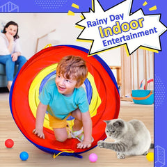 70in Pop Up Play Tunnel w/ Storage Bag for Kids & Pets, Indoor/Outdoor Toys