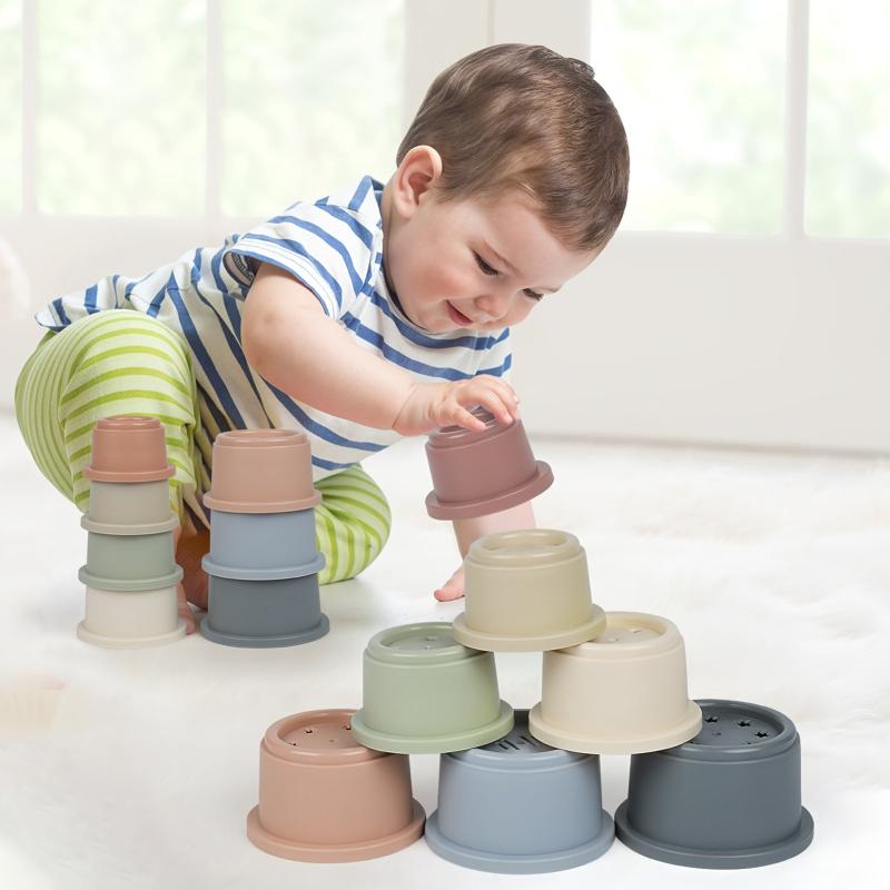 8PCS Baby Stacking Cups Bath Toy for Toddlers 1-3 Yrs
