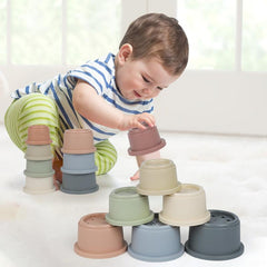 8PCS Baby Stacking Cups Bath Toy for Toddlers 1-3 Yrs