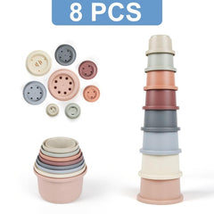 8PCS Baby Stacking Cups Bath Toy for Toddlers 1-3 Yrs
