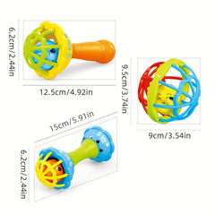 Soft Rubber Dumbbell Teether Rattle For Infants - Develop Hand-eye Coordination