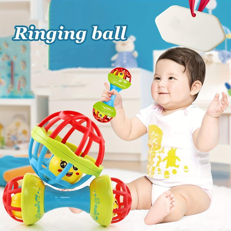 Soft Rubber Dumbbell Teether Rattle For Infants - Develop Hand-eye Coordination