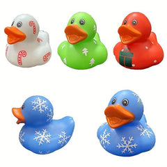 16pcs Xmas Rubber Ducks Mini Bath Toys Novelty Duck Winter Party Favou