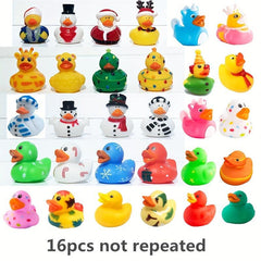 16pcs Xmas Rubber Ducks Mini Bath Toys Novelty Duck Winter Party Favou