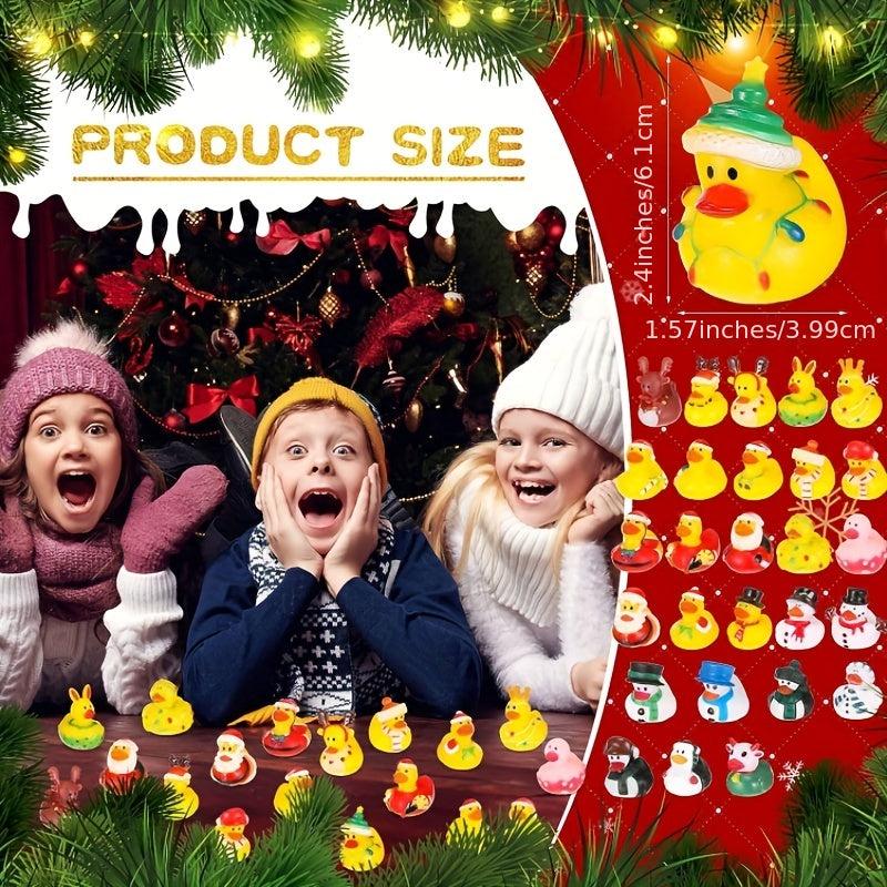 16pcs Xmas Rubber Ducks Mini Bath Toys Novelty Duck Winter Party Favou