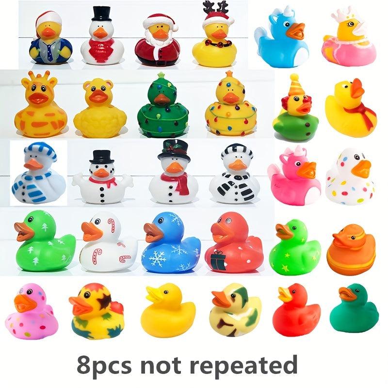 16pcs Xmas Rubber Ducks Mini Bath Toys Novelty Duck Winter Party Favou