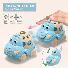 3 Pcs Push And Go Friction Powered Cars Toy Car Soft Rubber Vehicles