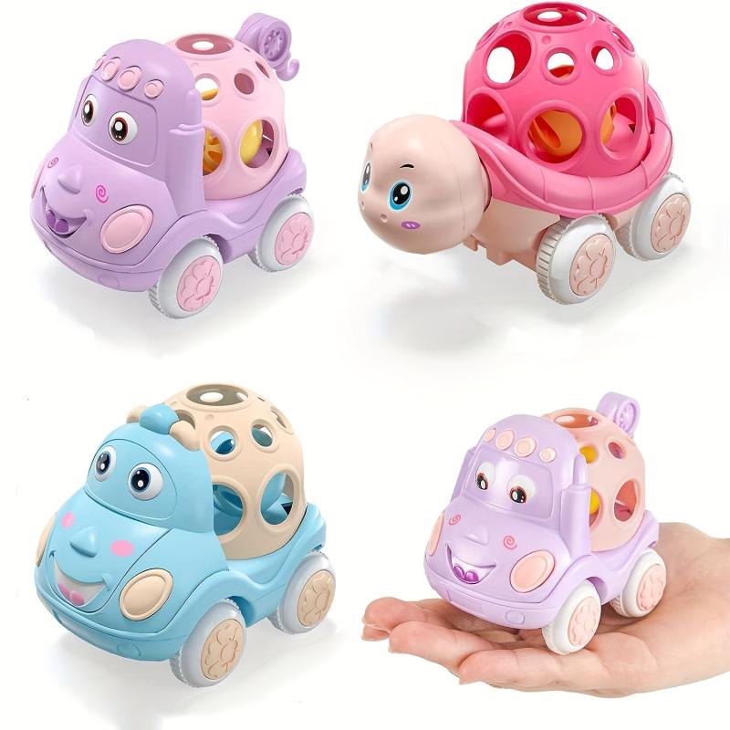 3 Pcs Push And Go Friction Powered Cars Toy Car Soft Rubber Vehicles