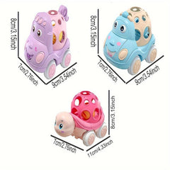 3 Pcs Push And Go Friction Powered Cars Toy Car Soft Rubber Vehicles