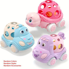 3 Pcs Push And Go Friction Powered Cars Toy Car Soft Rubber Vehicles